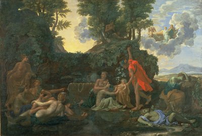 The Infant Bacchus Entrusted to the Nymphs of Nysa; The Death of Echo and Narcissus by Nicolas Poussin